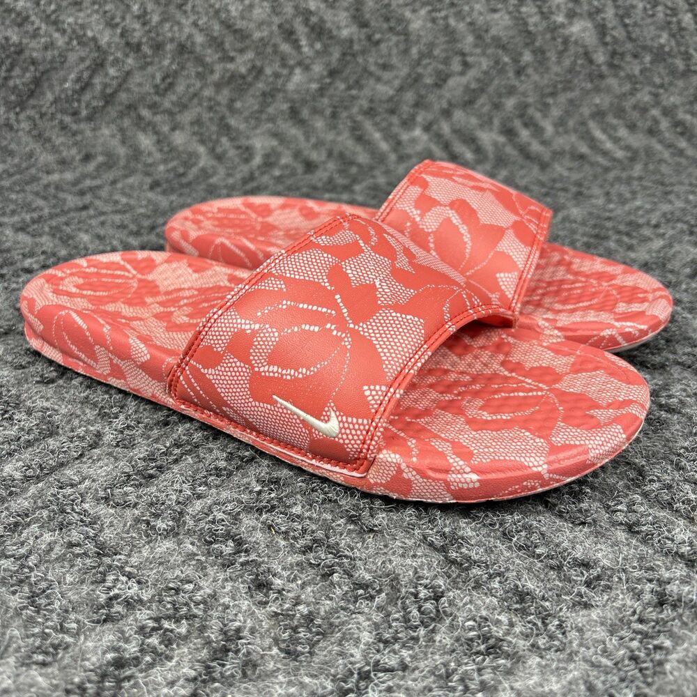 Nike Benassi Slides Sandals Womens 8 Pink Floral Beach Athletic